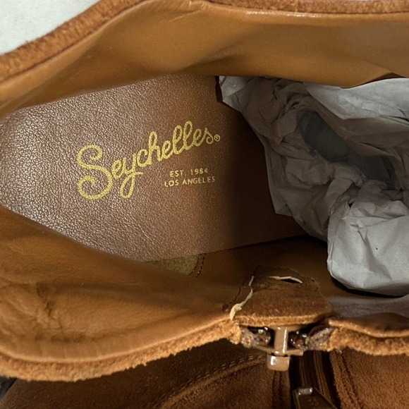 Seychelles Suede‎ Ankle Boots Heel Stacked Brown Leather Size 7 - Picture 8 of 12